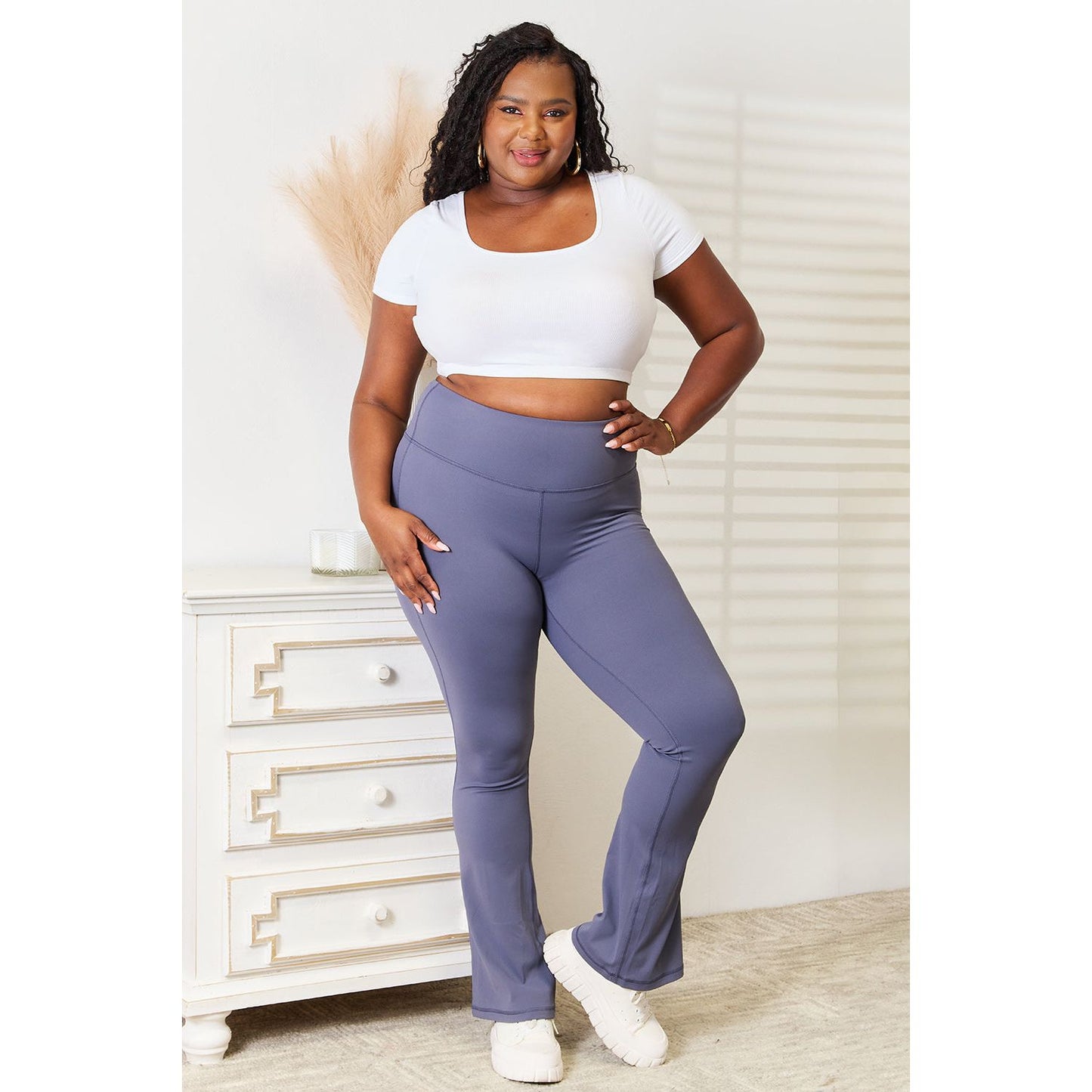 Basic Bae Wide Waistband Bootcut Sports Pants