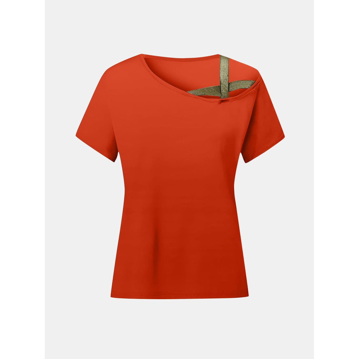 Asymmetrical Neck Short Sleeve T-Shirt