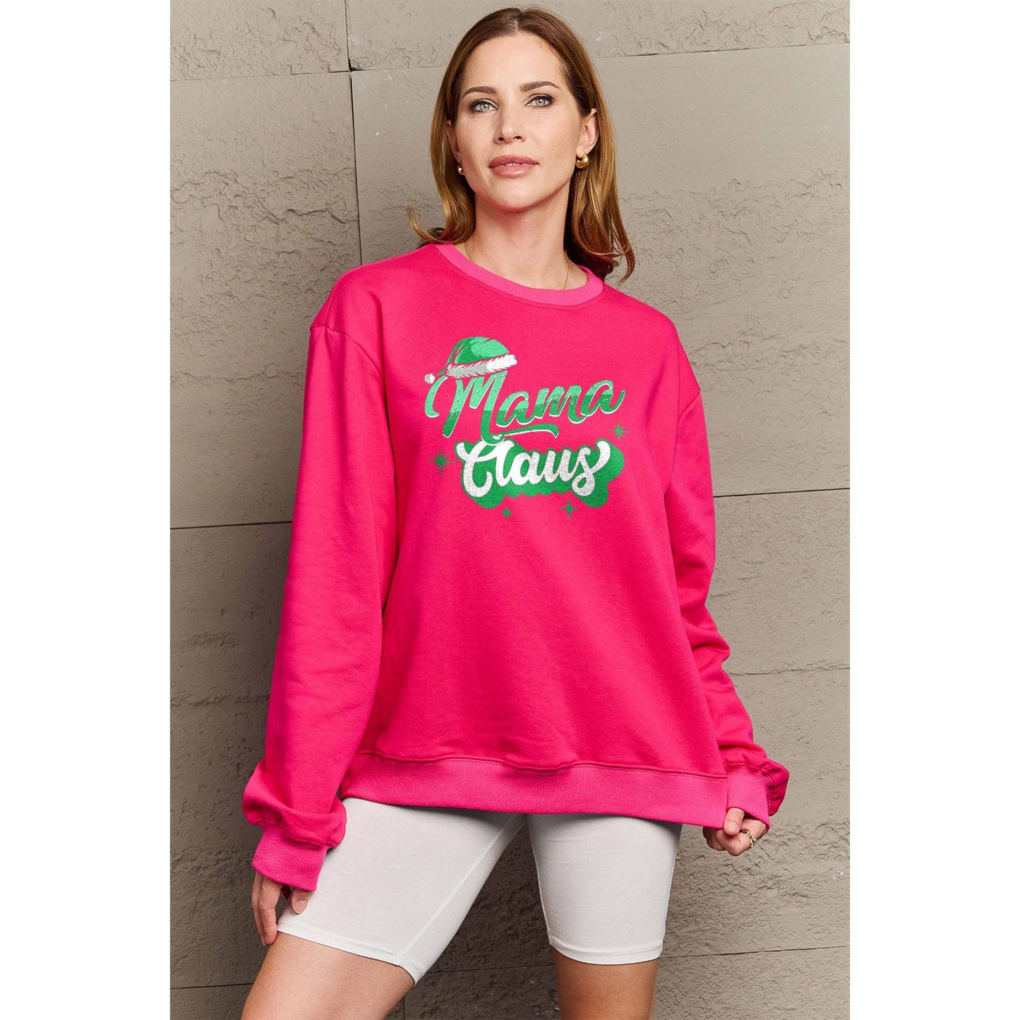 Simply Love Full Size MAMA CLAUS Round Neck Sweatshirt