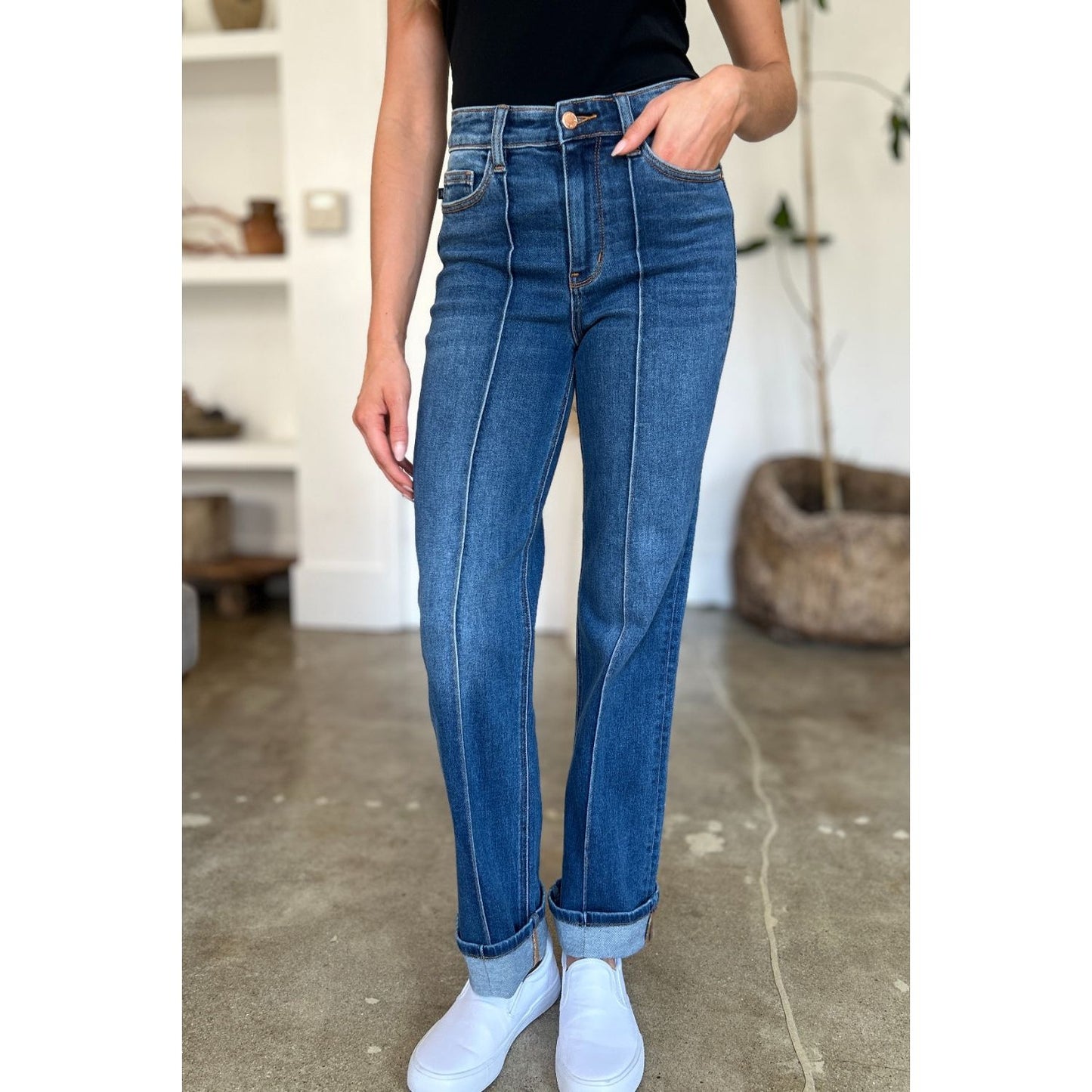 Judy Blue Full Size High Waist Front Seam Detail Straight Jeans