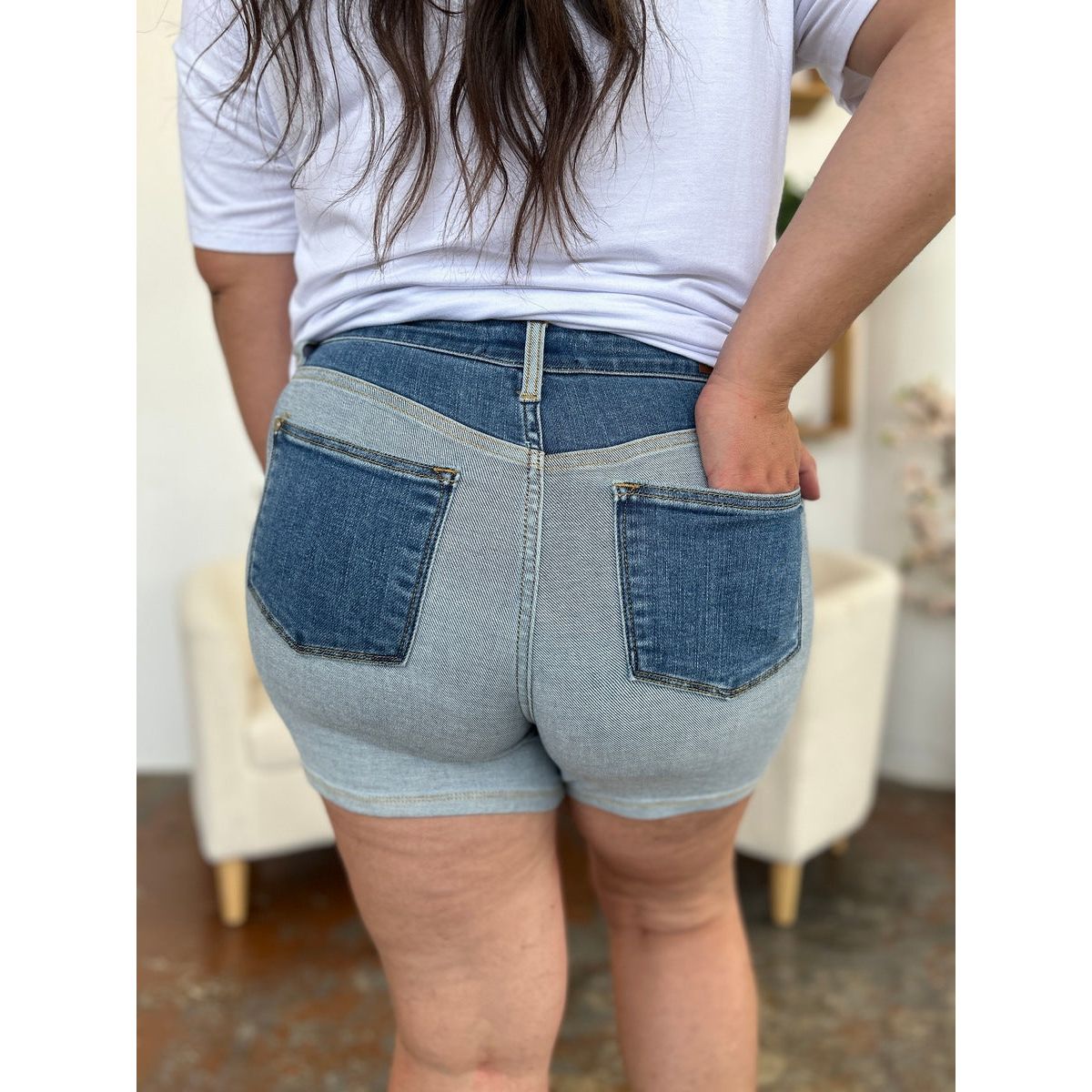 Judy Blue Full Size Color Block Denim Shorts