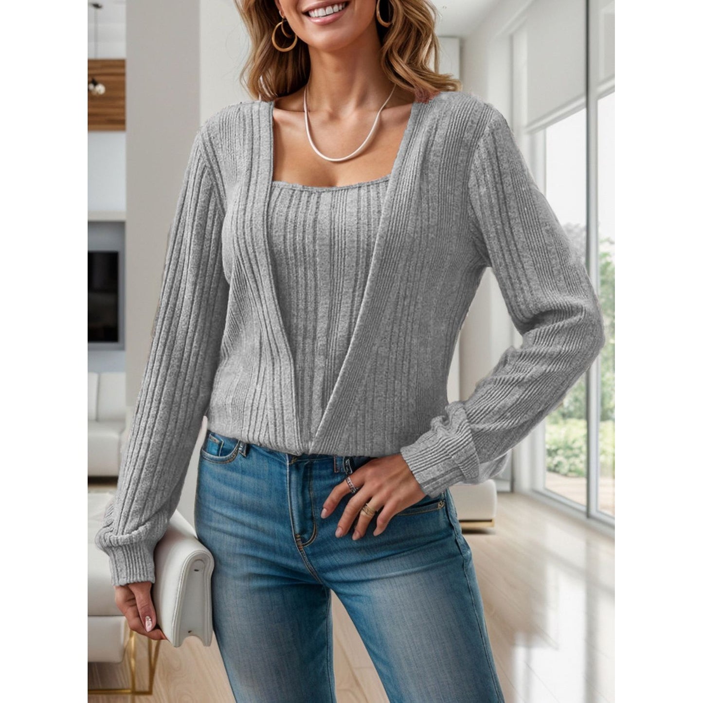 Square Neck Long Sleeve T-Shirt