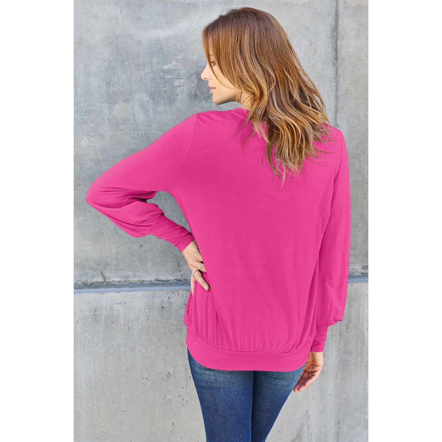 Basic Bae Full Size V-Neck Lantern Sleeve Top