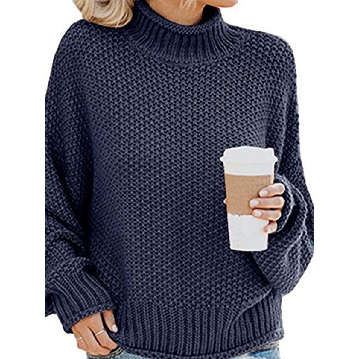 Turtleneck Dropped Shoulder Sweater