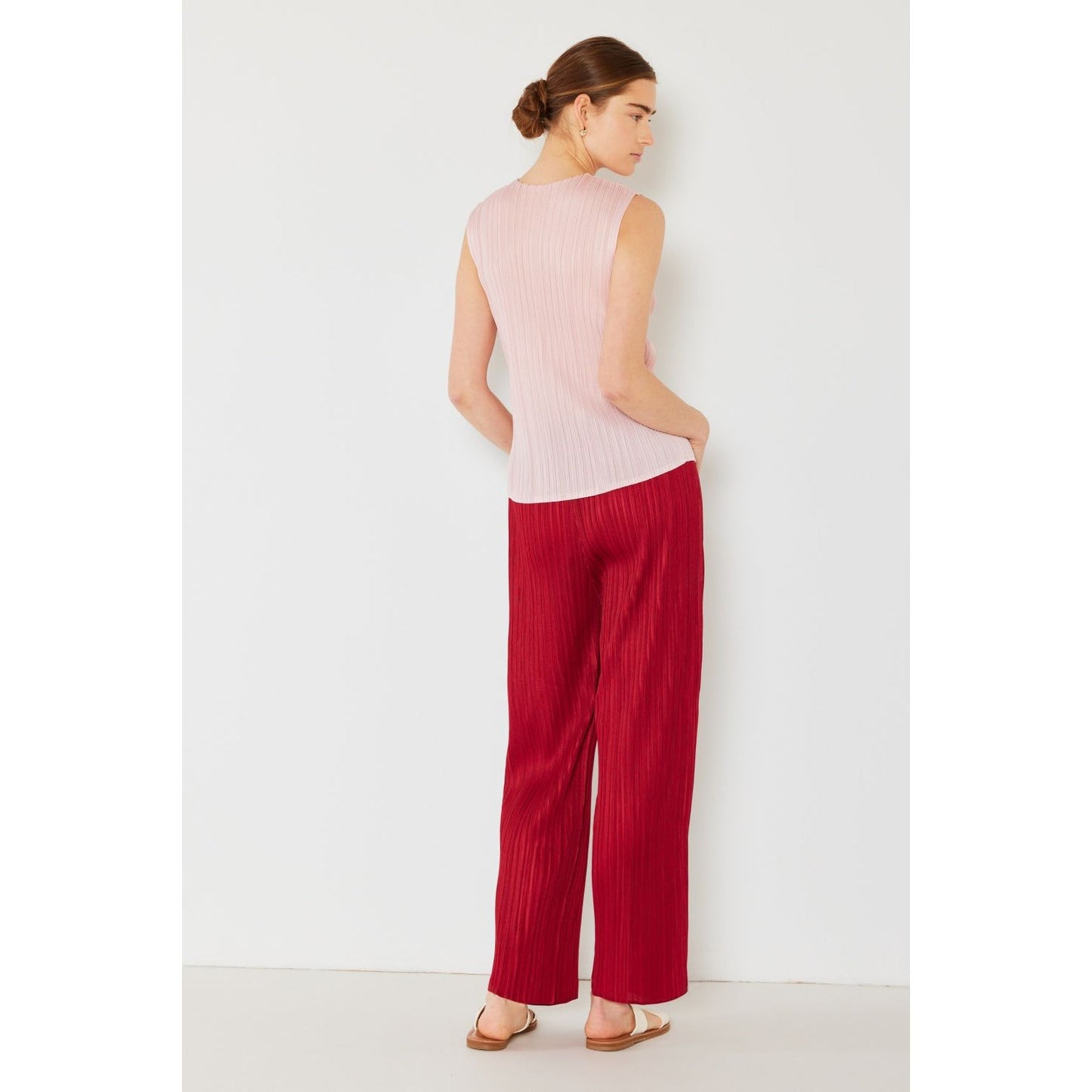 Marina West Swim Pleated Elastic-Waist Straight Pants