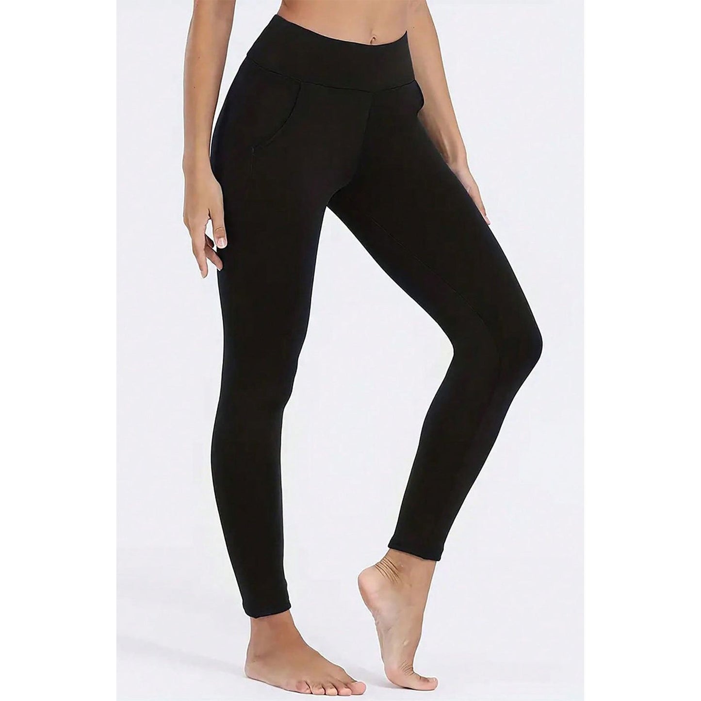 High Waist Wide Waistband Fleece Leggings