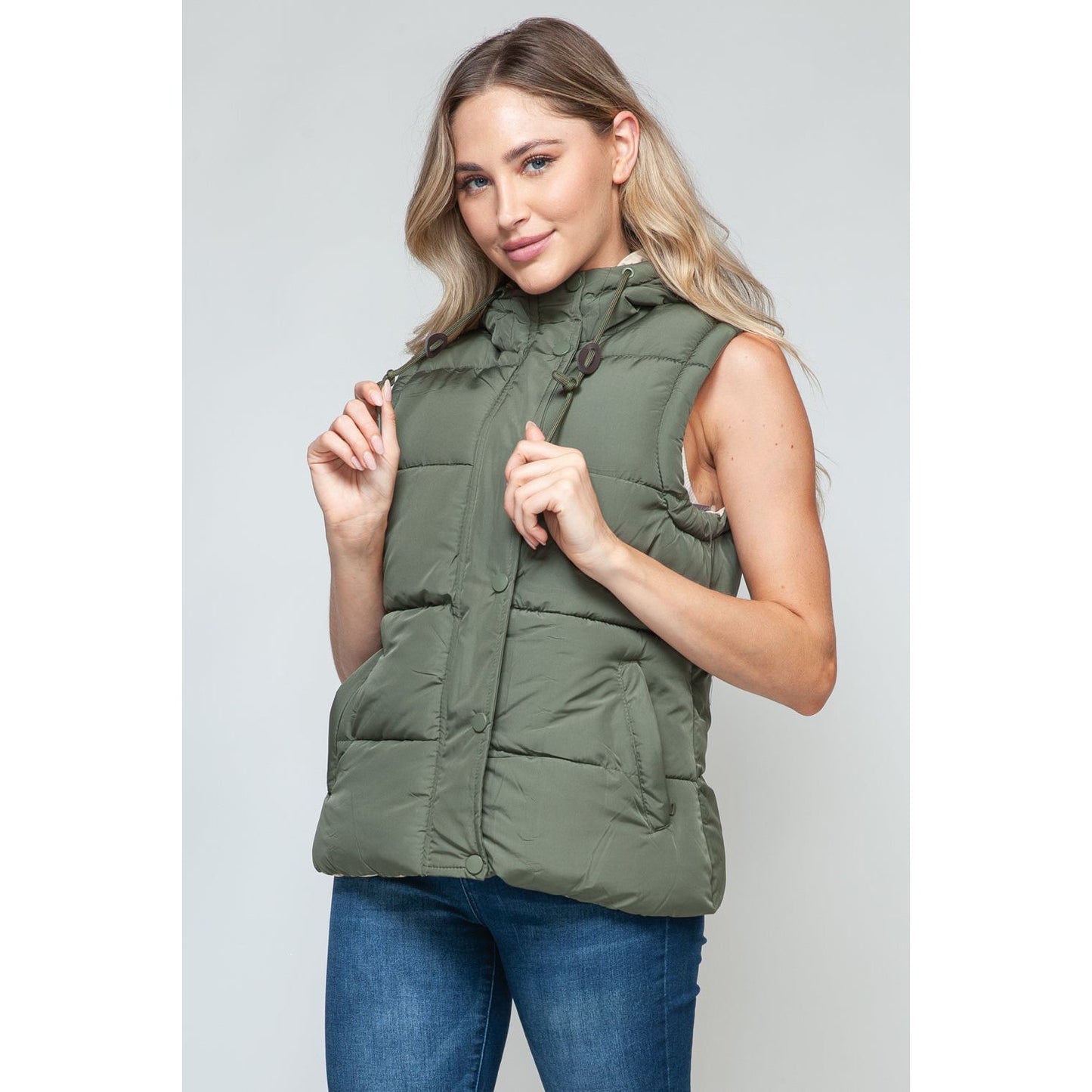 Snobbish Snap and Zip Closure Hooded Vest