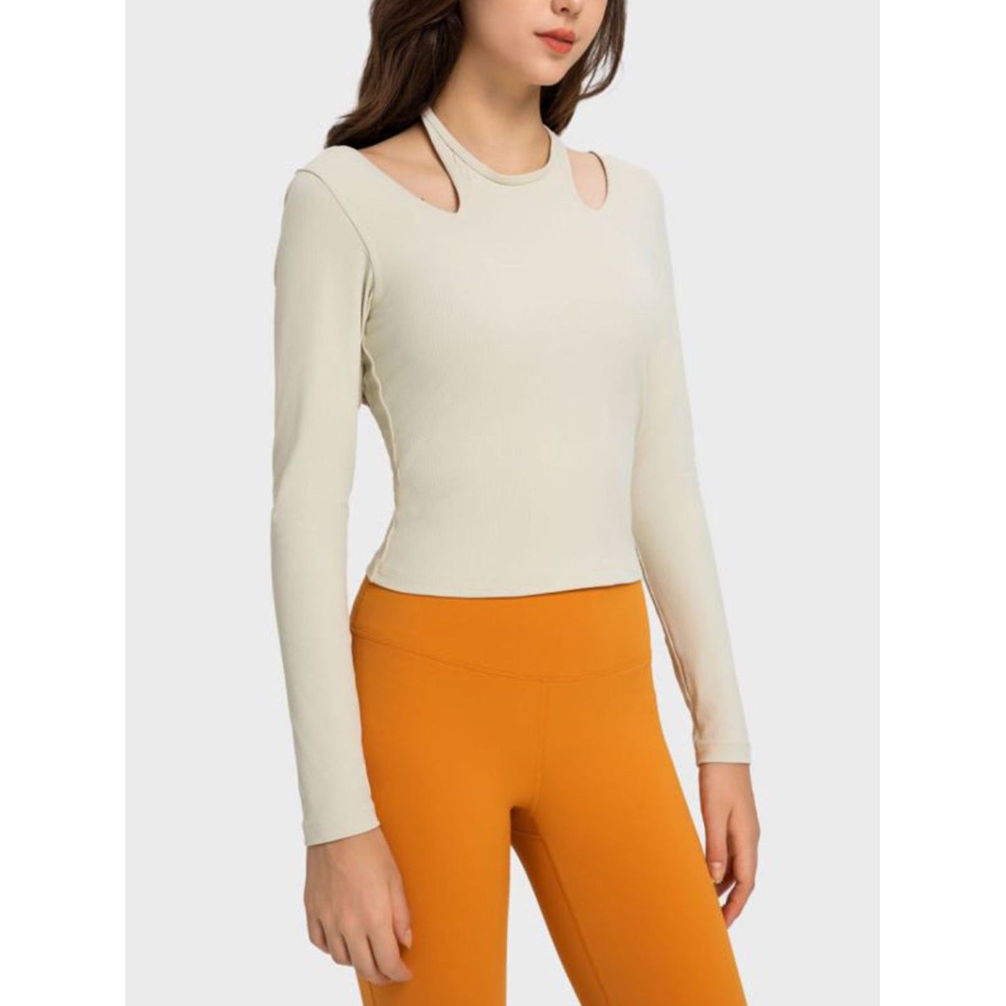 Halter Neck Long Sleeve Sporty Top