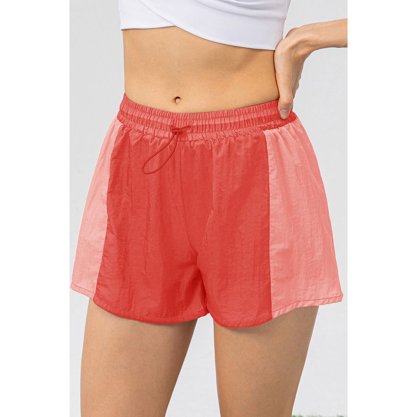 Color Block Drawstring Active Shorts