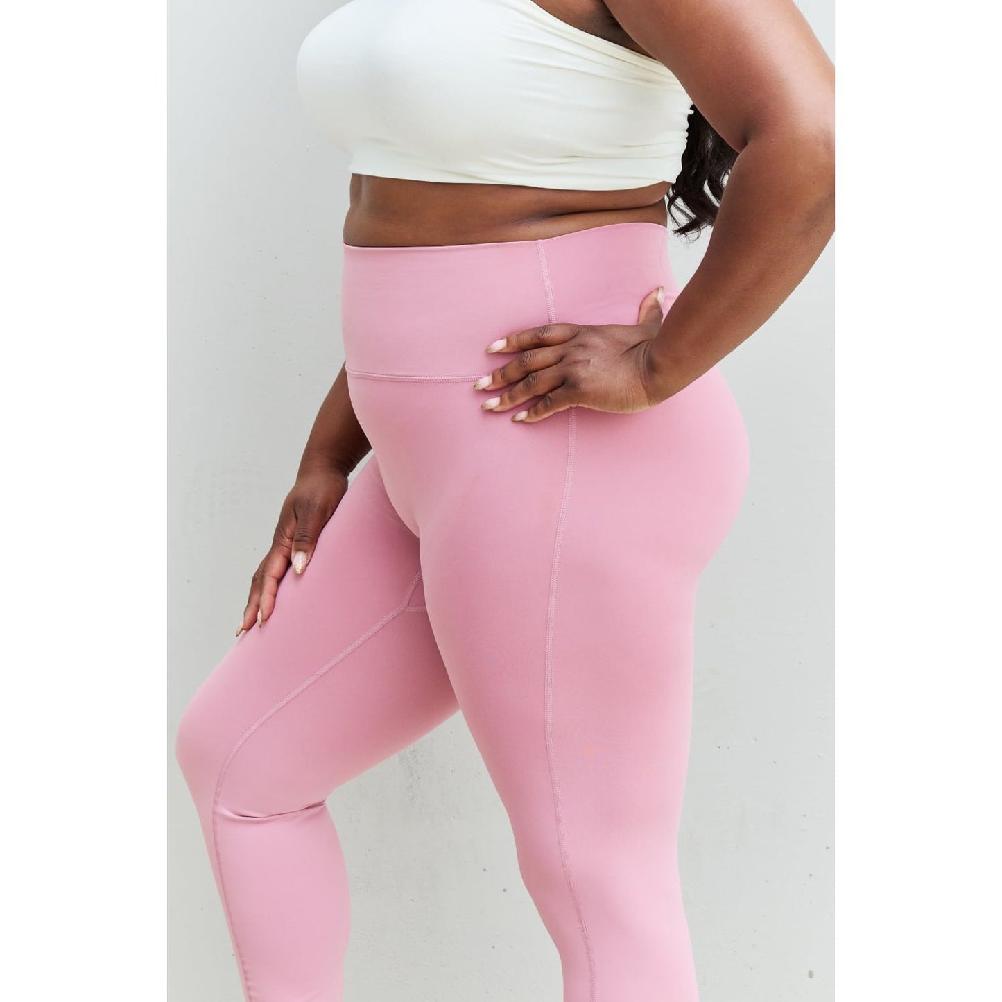 Zenana Fit For You Full Size High Waist Active Leggings in Light Rose