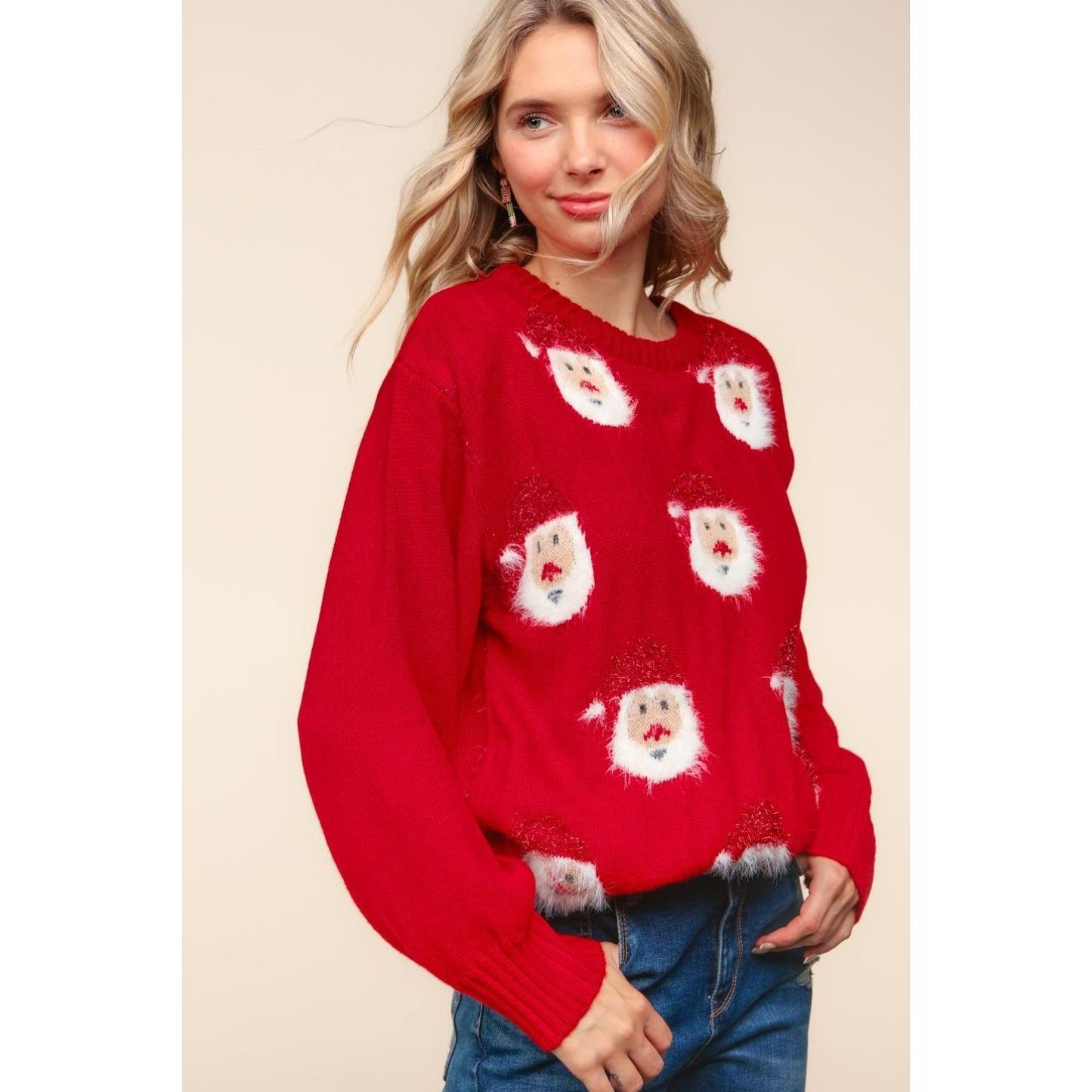 Haptics Santa Sparkle Brushed Sweater