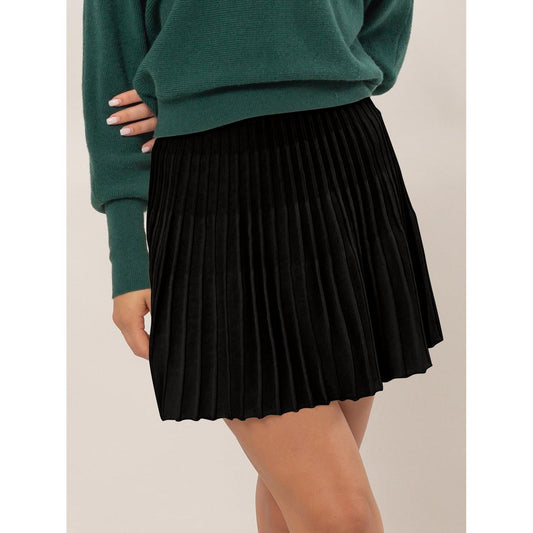 HYFVE High Waist Knit Pleated Flare Mini Skirt