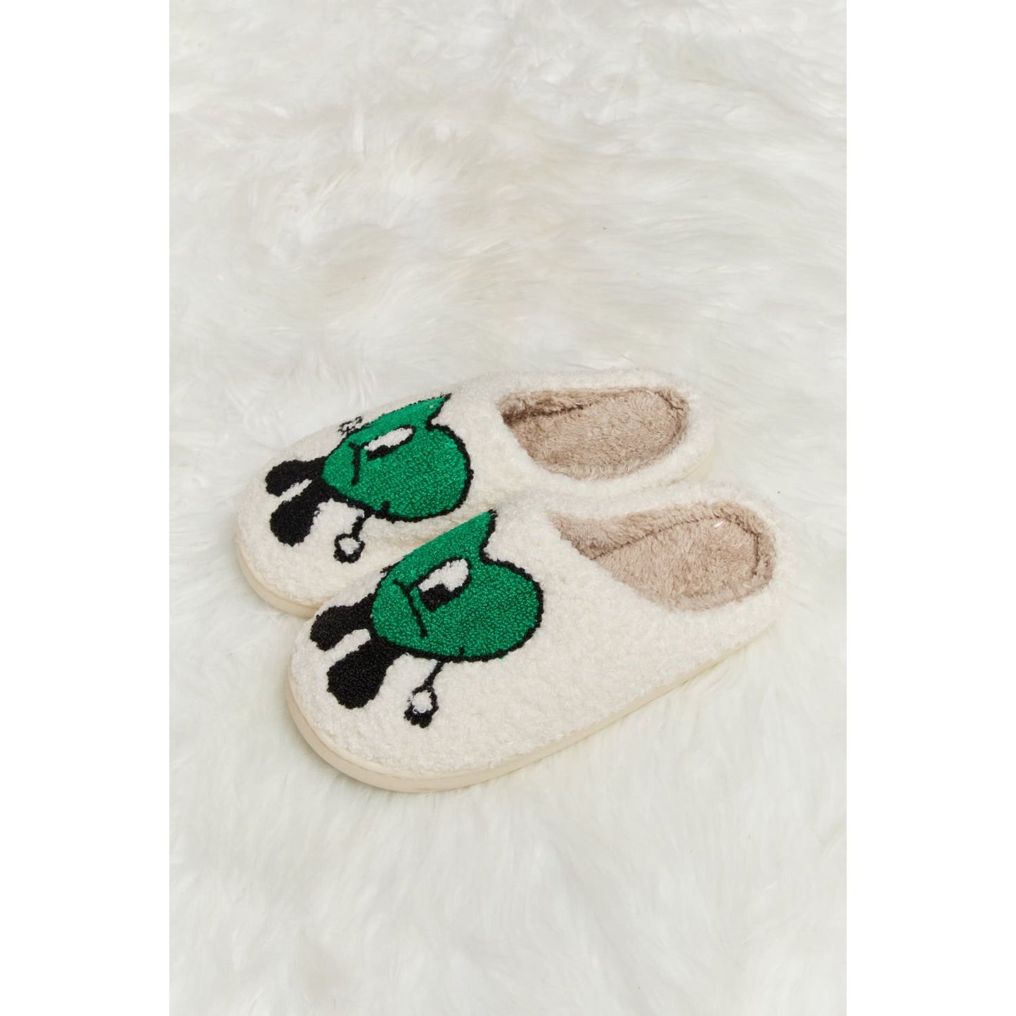 Melody Love Heart Print Plush Slippers