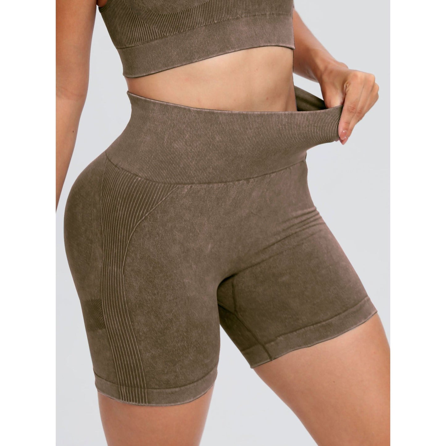 Washed High Waist Active Shorts