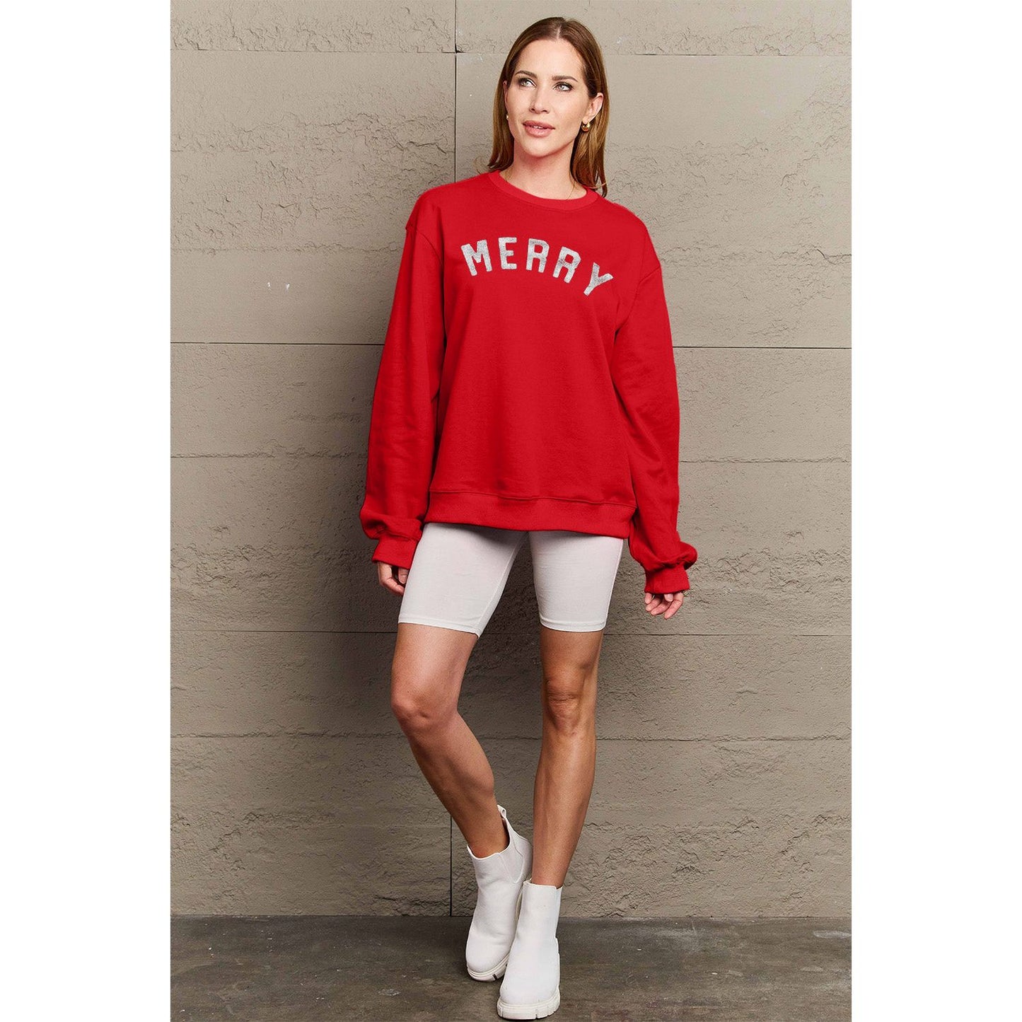 Simply Love Full Size MERRY Graphic Sweatshirt