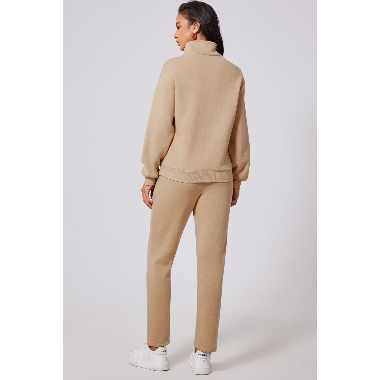 Half Snap Turtleneck Top and Pants Active Set