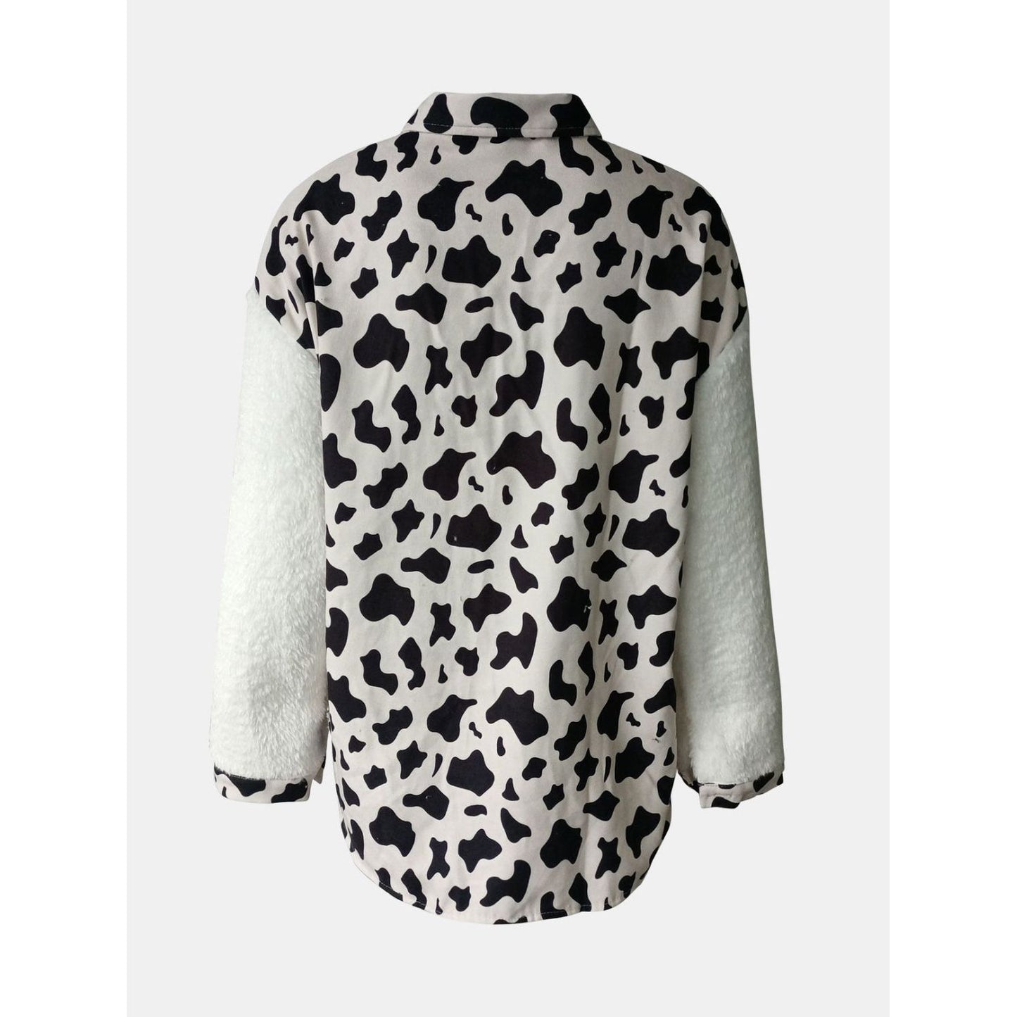 Fuzzy Button Up Long Sleeve Jacket