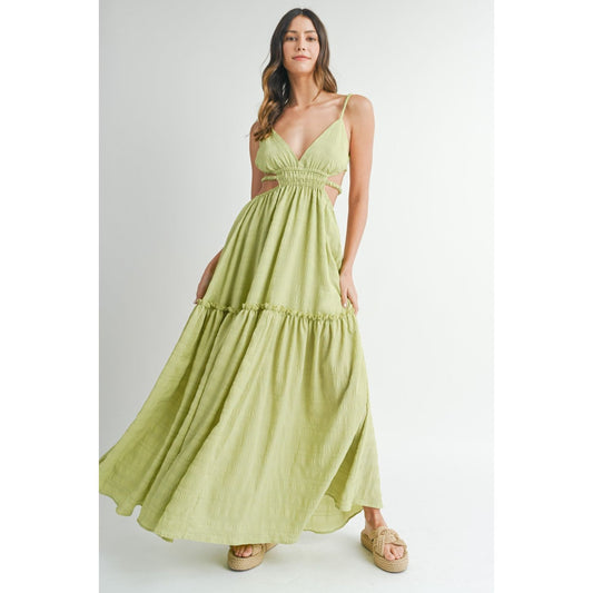 MABLE Cutout Waist Backless Maxi Dress