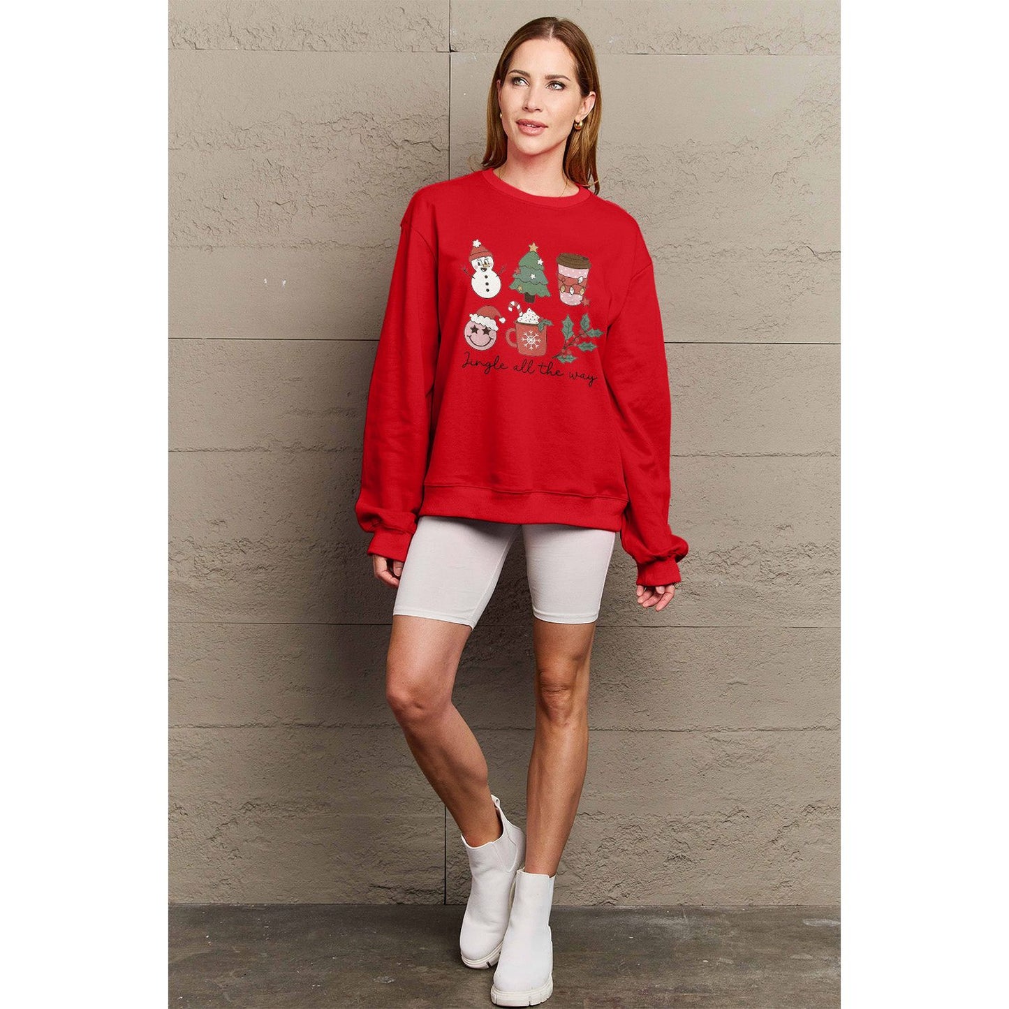 Simply Love Full Size JINGLE ALL THE WAY Long Sleeve Sweatshirt