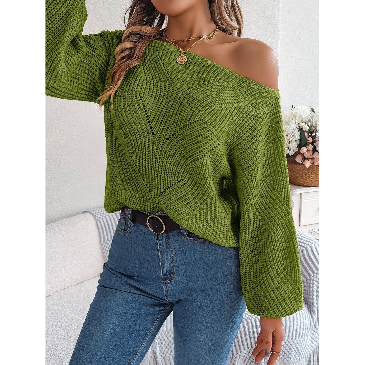 Openwork Long Sleeve Sweater