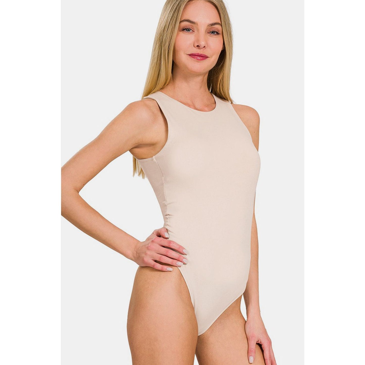 Zenana Round Neck Sleeveless Padded Bodysuit