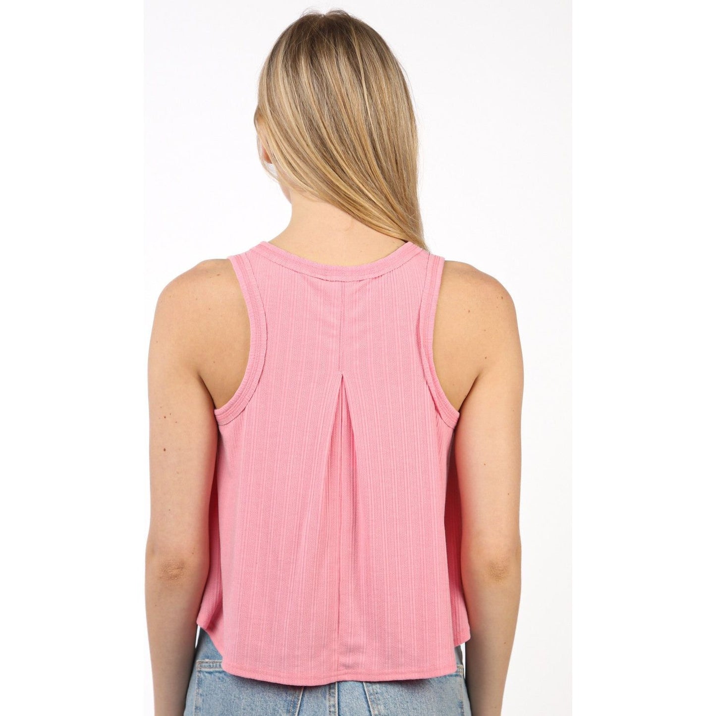 VERY J V-Neck Knit Swing Cropped Tank