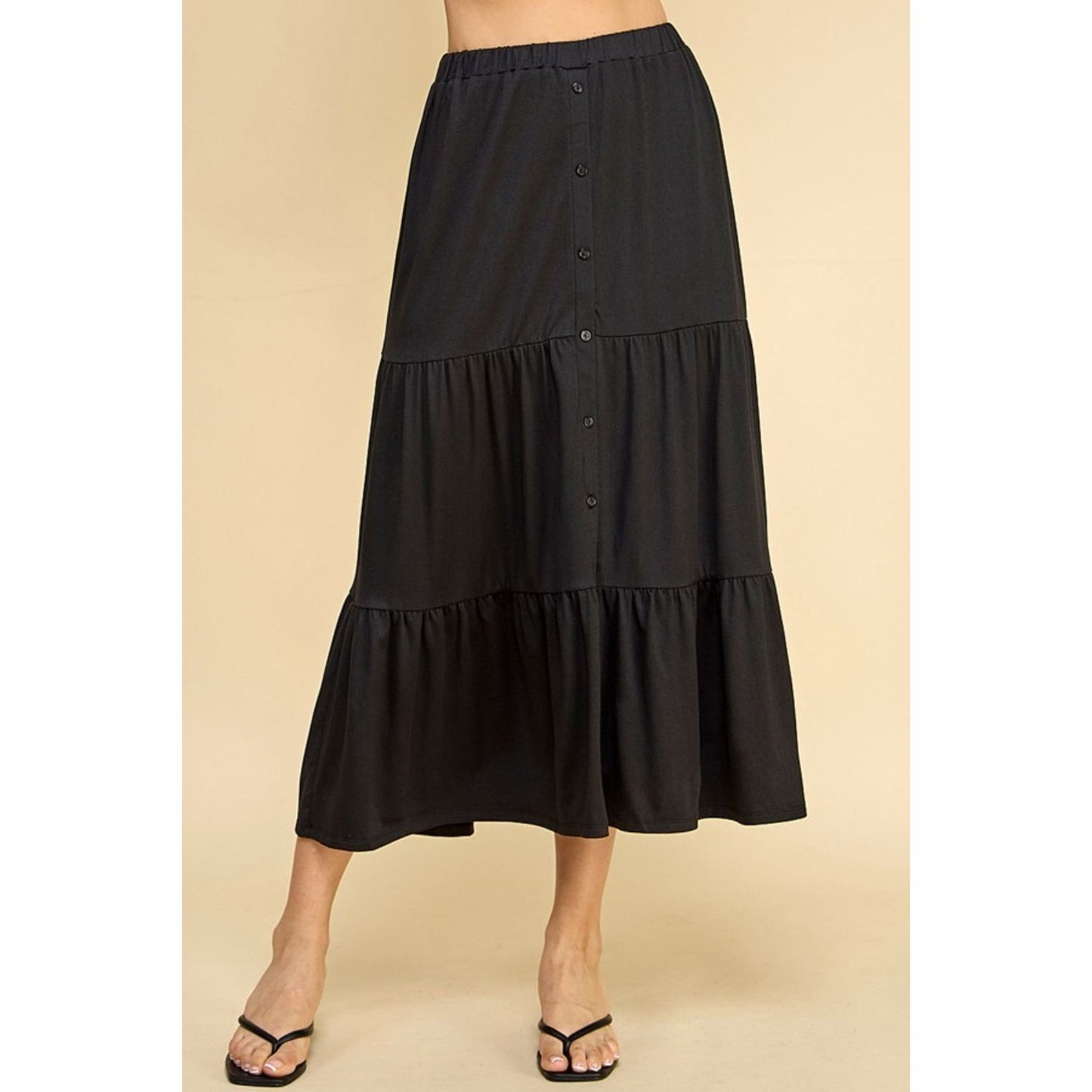 Faith Apparel Tiered Midi Skirt