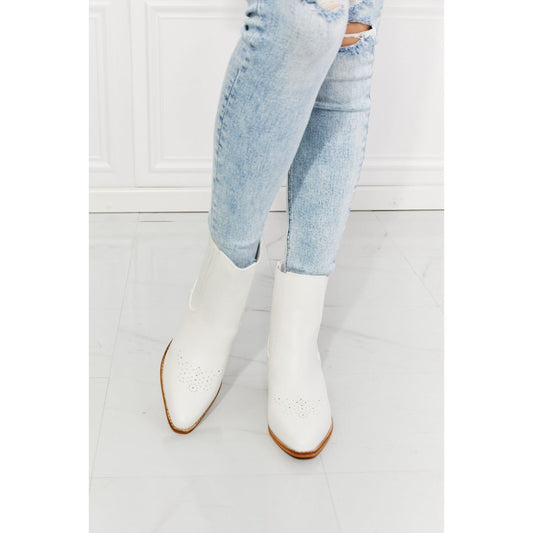 MMShoes Love the Journey Stacked Heel Chelsea Boot in White