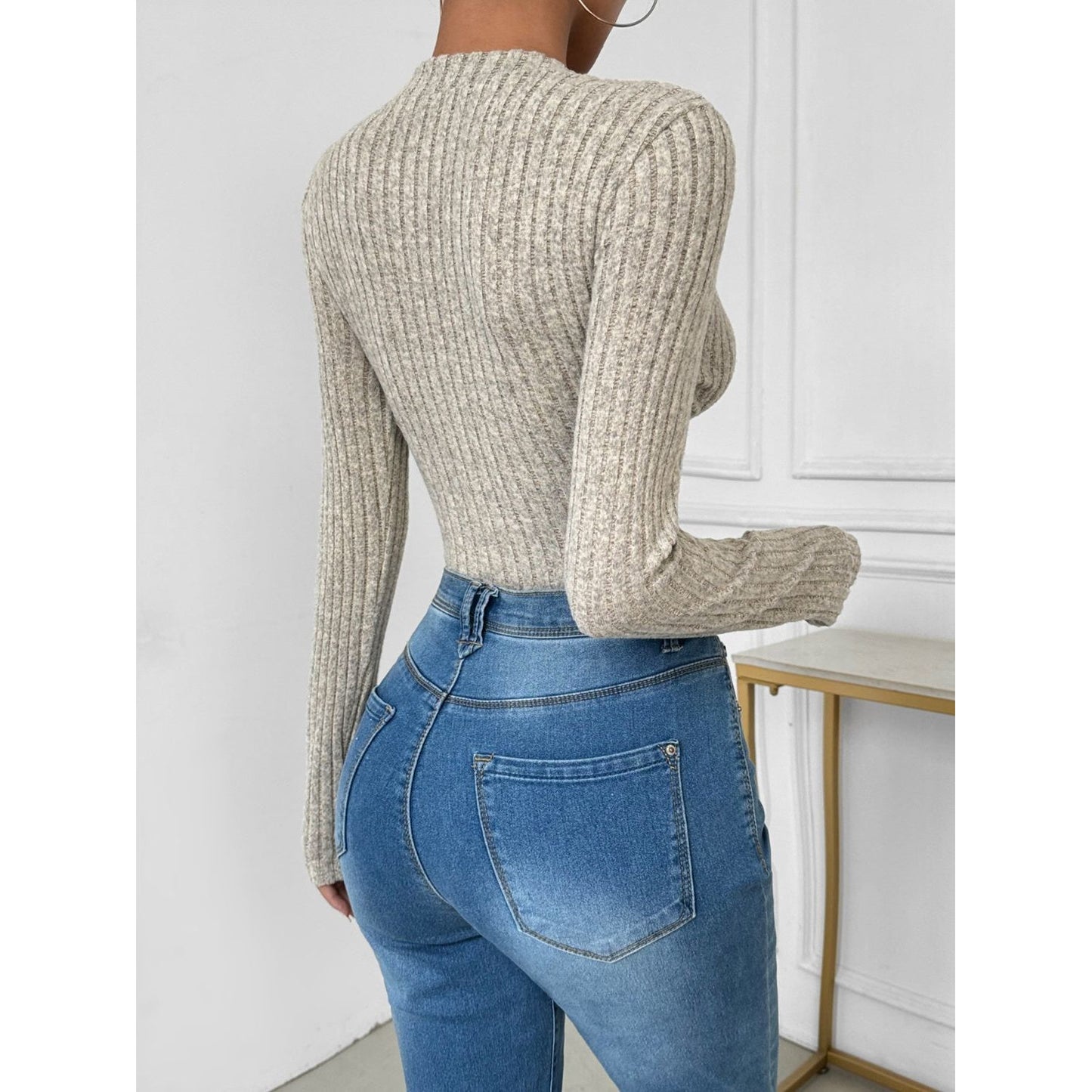 Perfee V-Neck Long Sleeve Bodysuit