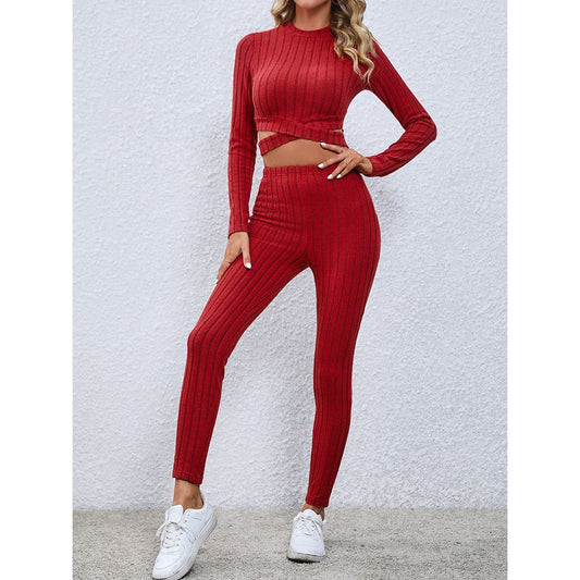 Crisscross Knit Top and Leggings Set