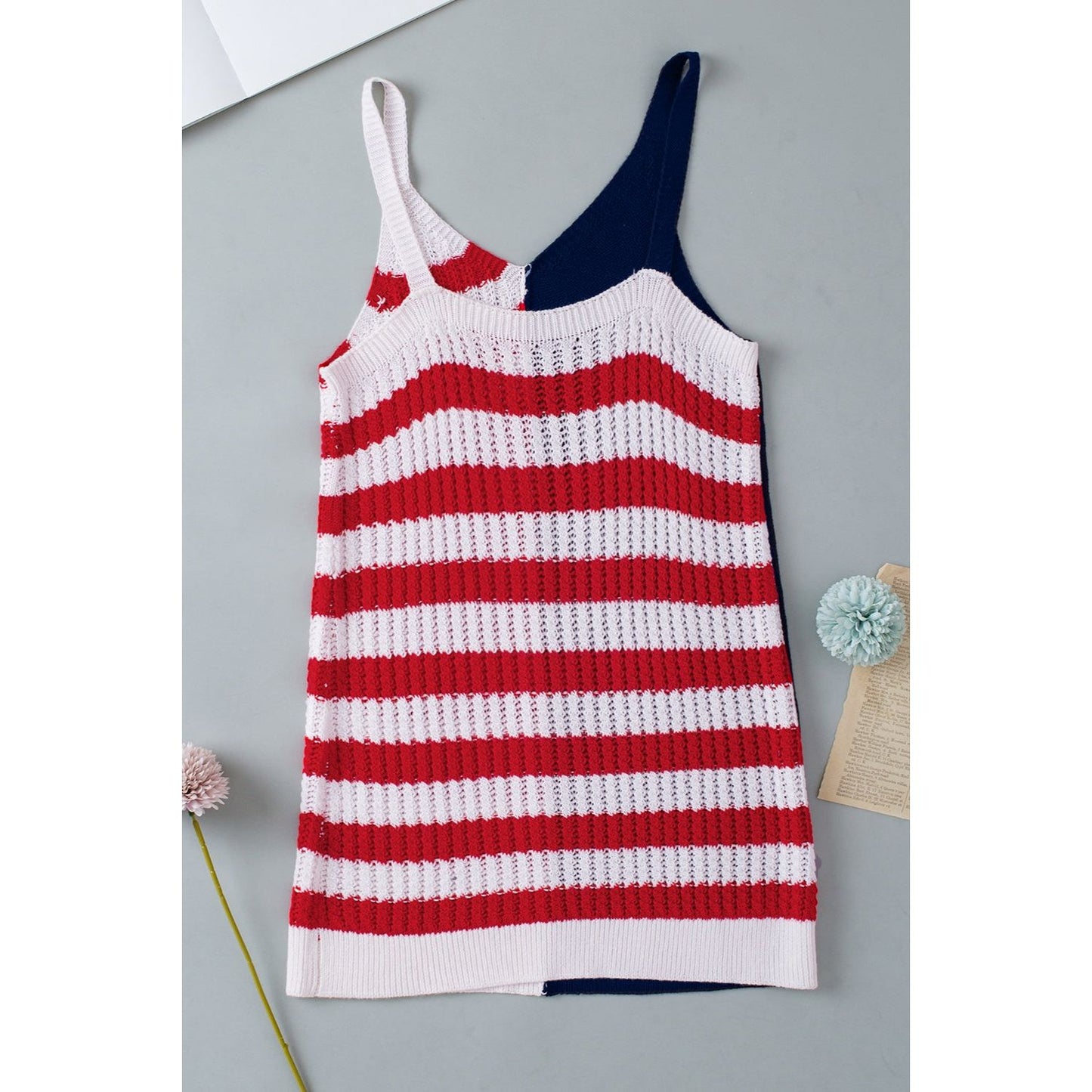 US Flag Theme V-Neck Knit Cami