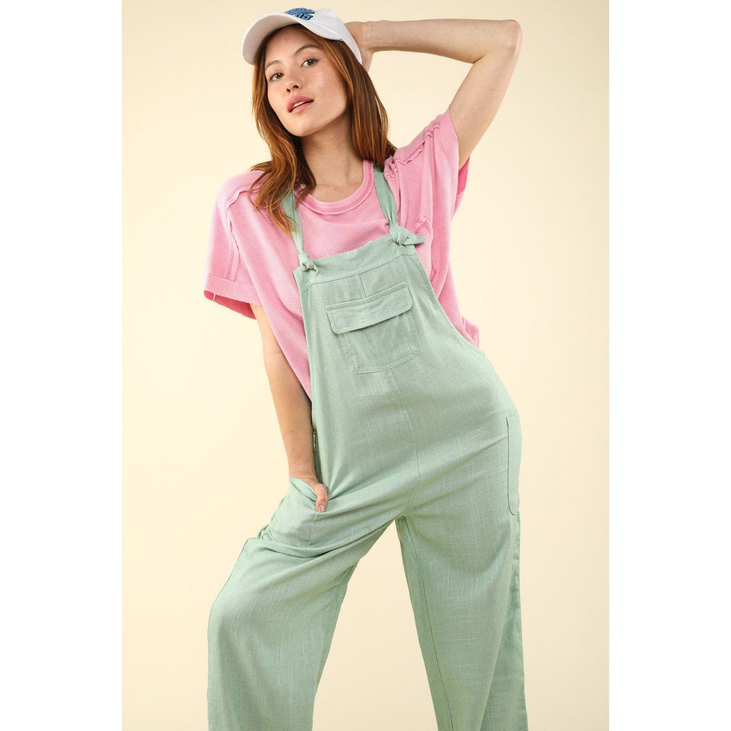 VERY J Knot Strap Jumpsuit with Pockets