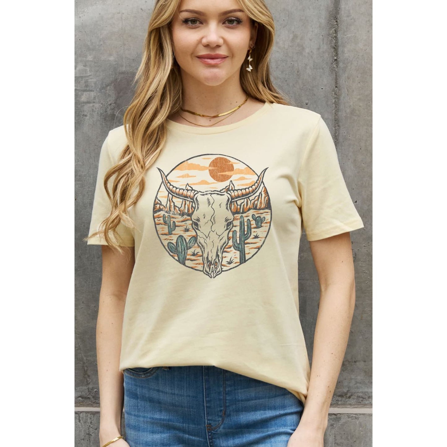 Simply Love Full Size Bull Cactus Graphic Cotton Tee