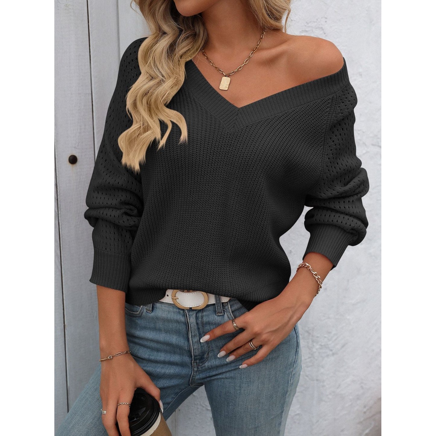 Mandy V-Neck Long Sleeve Sweater