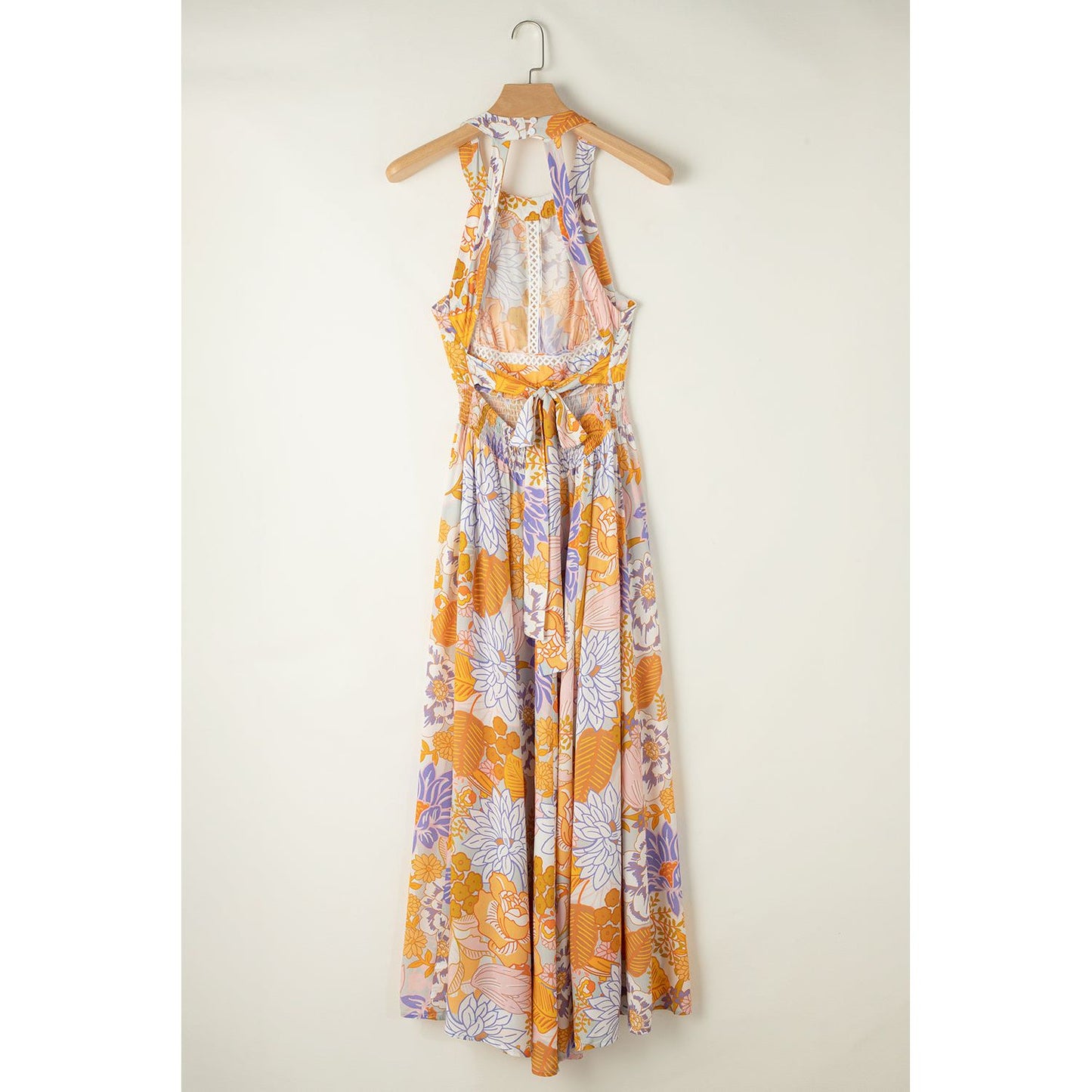 Tied Printed Grecian Sleeveless Maxi Dress