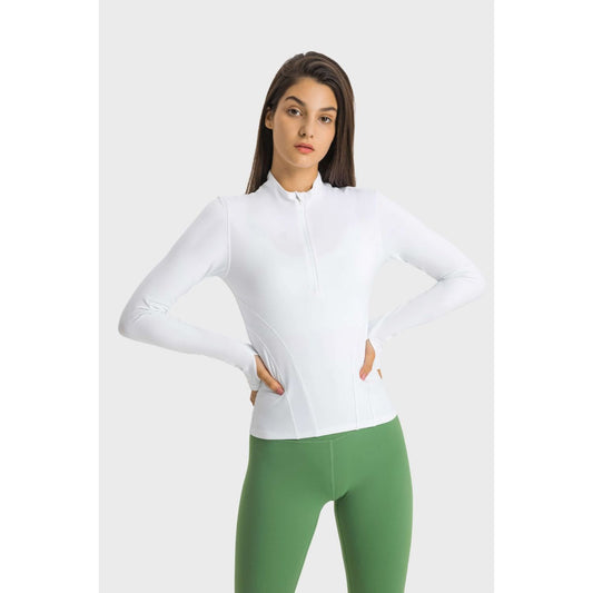 Half Zip Thumbhole Sleeve Sports Top