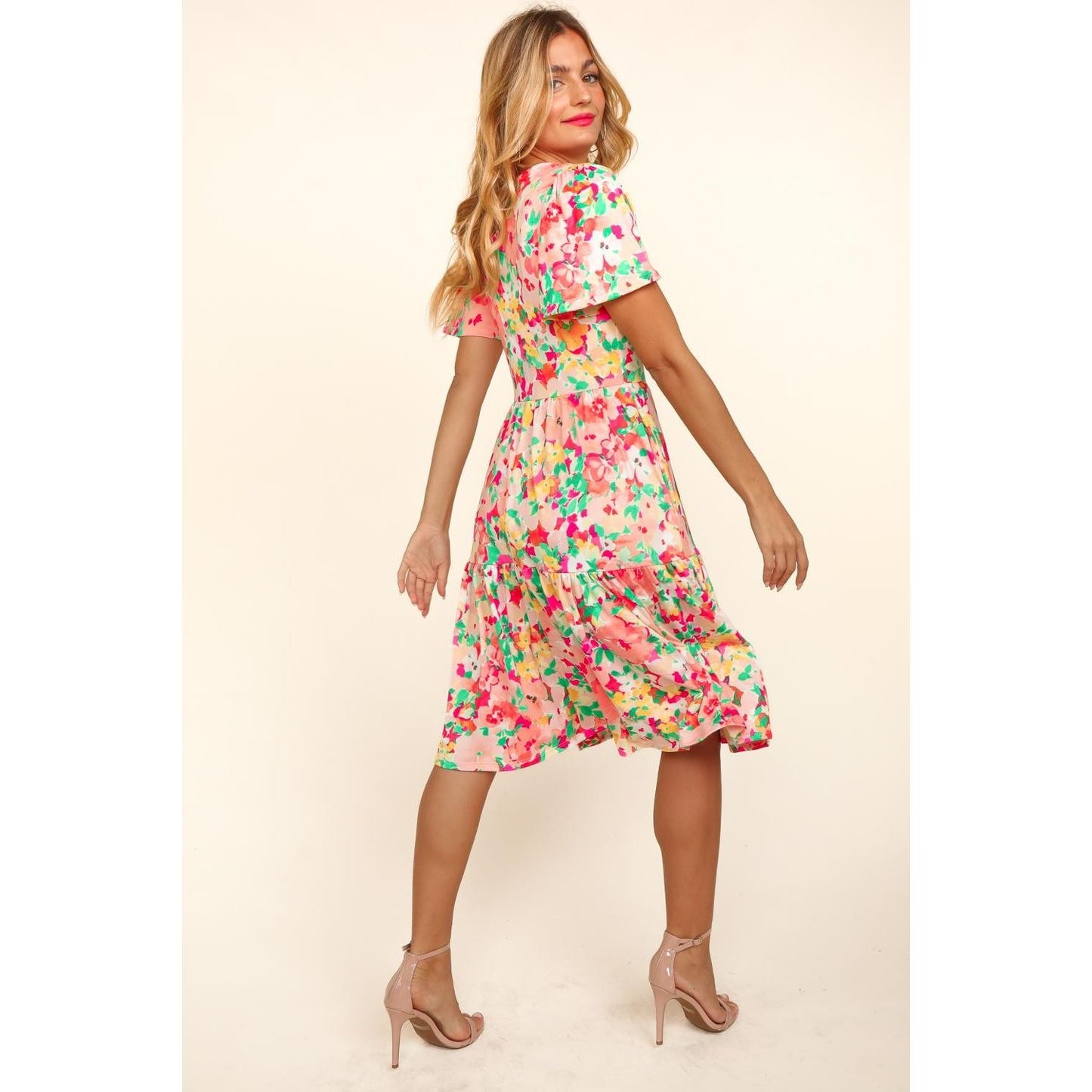 Haptics Tiered Floral Midi Dress with Pockets