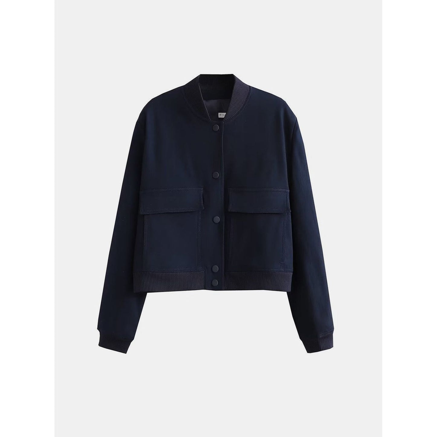 Pocketed Snap Down Baseball Collar Jacket