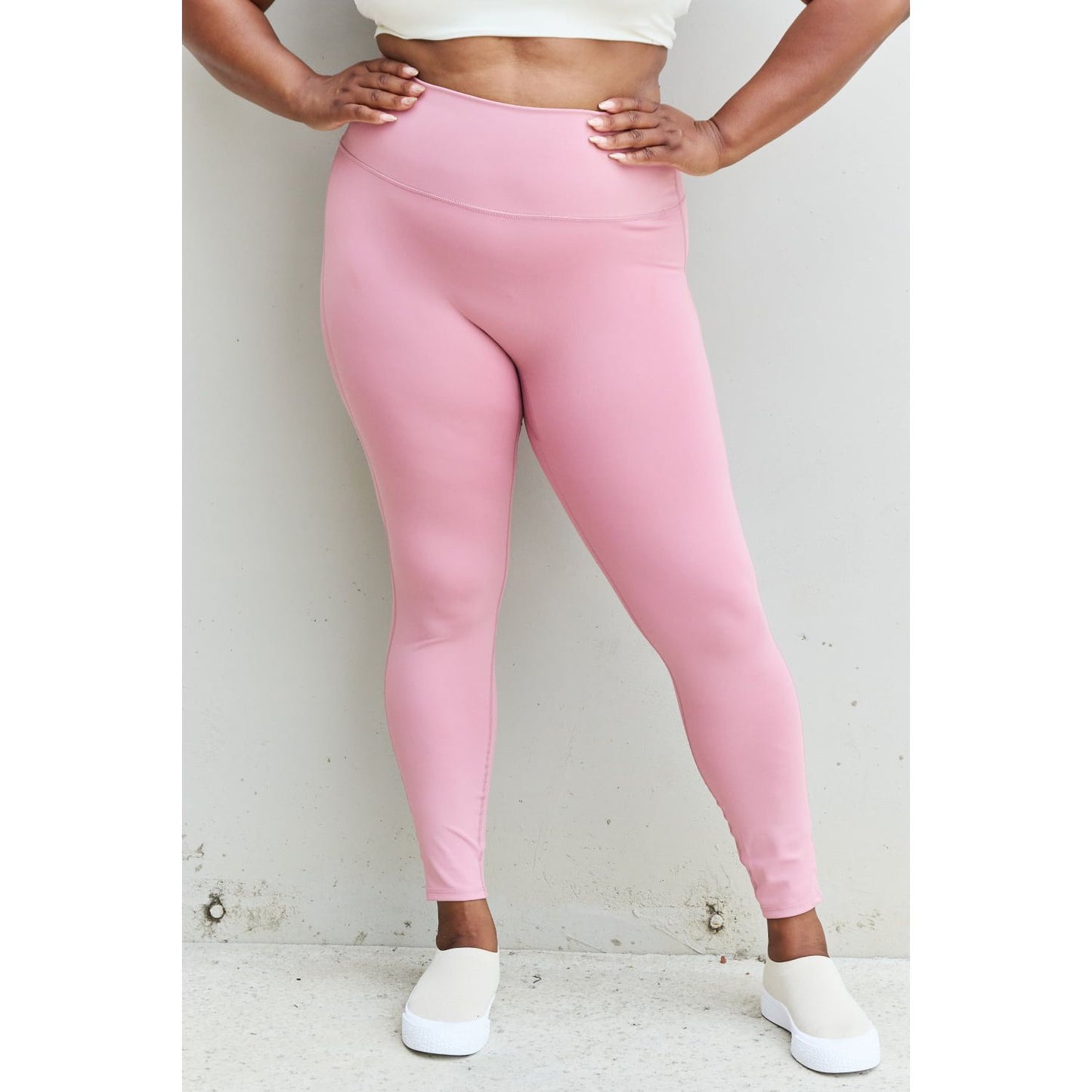 Zenana Fit For You Full Size High Waist Active Leggings in Light Rose