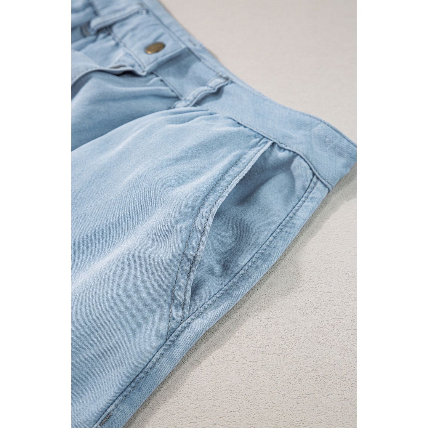 Snap Down High Waist Denim Skirt