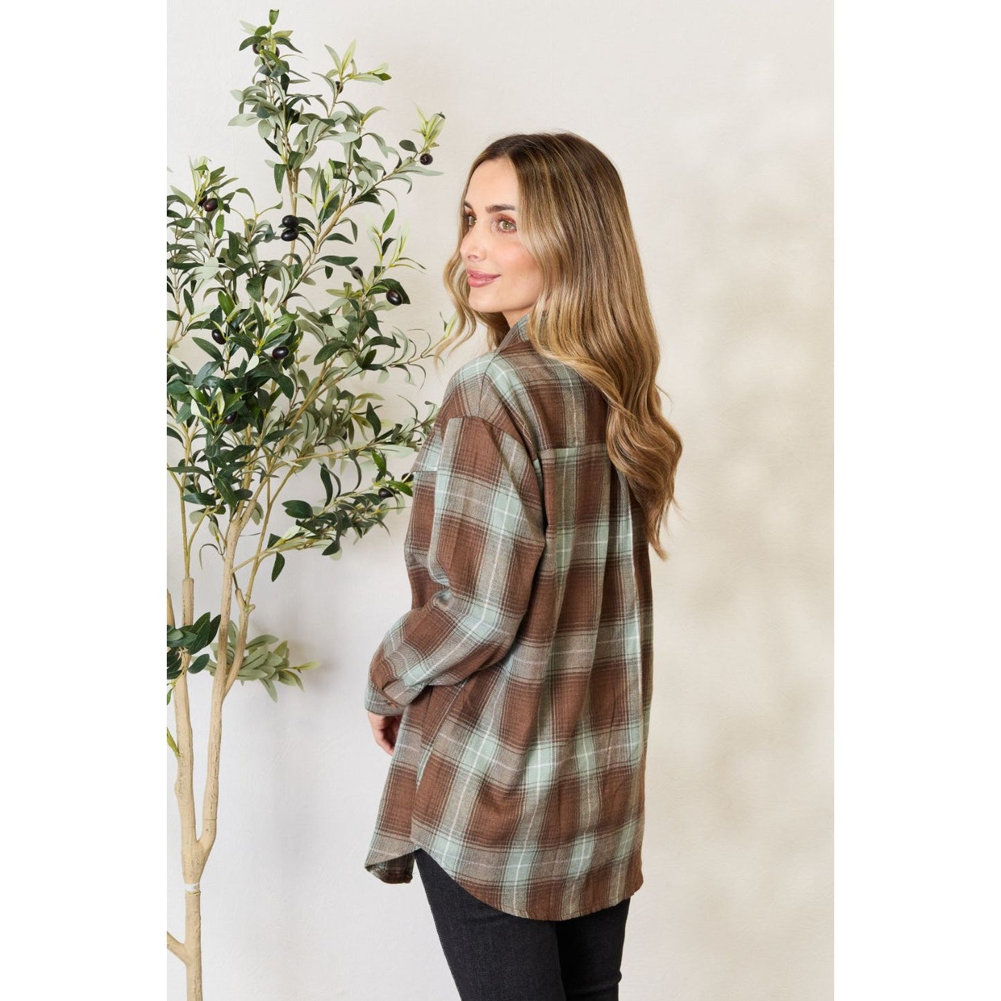 Plaid Dropped Shoulder Shirt