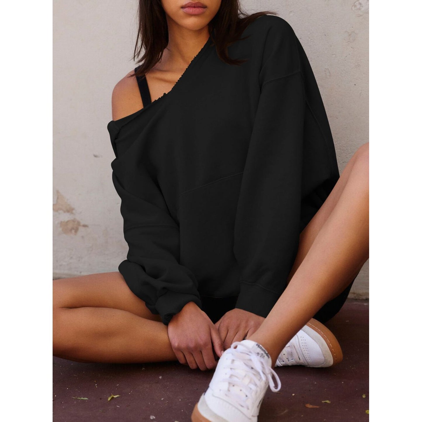 Dropped Shoulder Long Sleeve Hoodie