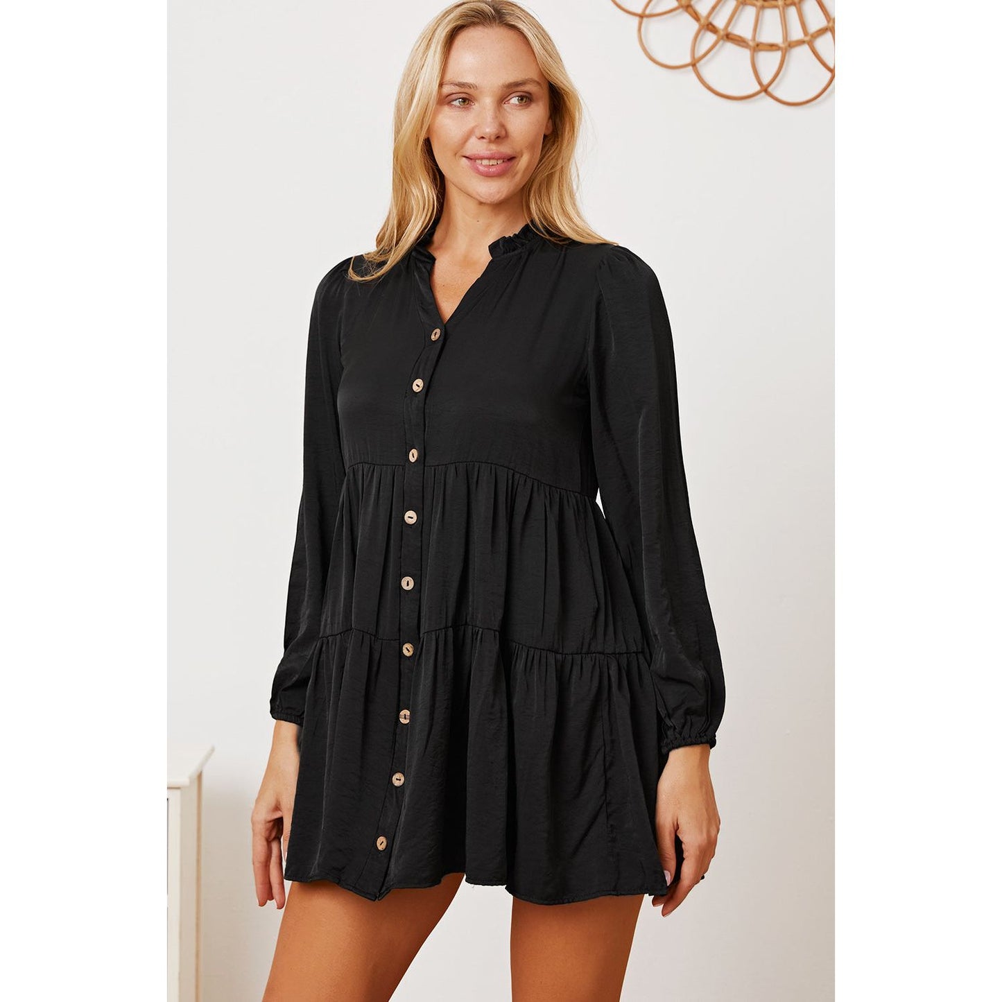 Ruffled Button Up Long Sleeve Tiered Shirt