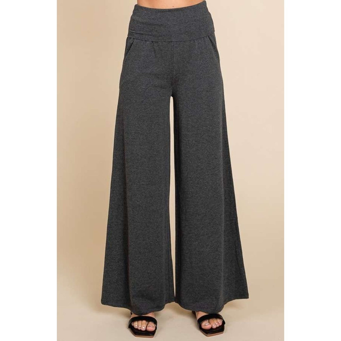 Culture Code Wide Waistband High Waist Wide Leg Pants