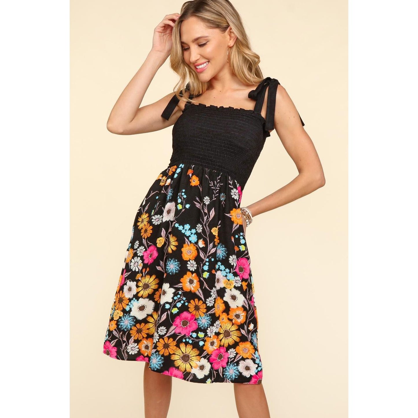 Haptics Smocked Cami Floral Dress