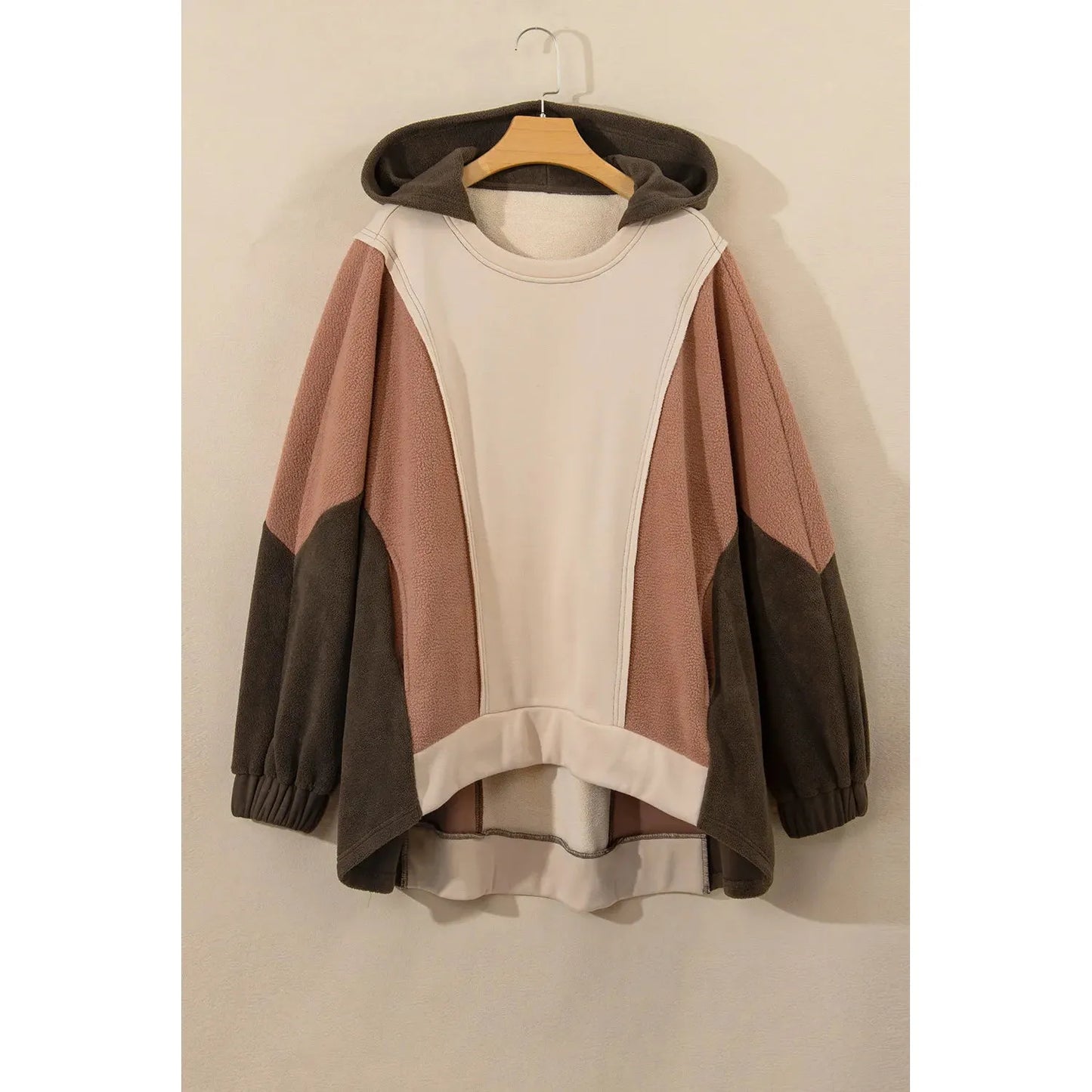 Plus Size Color Block Long Sleeve Hoodie