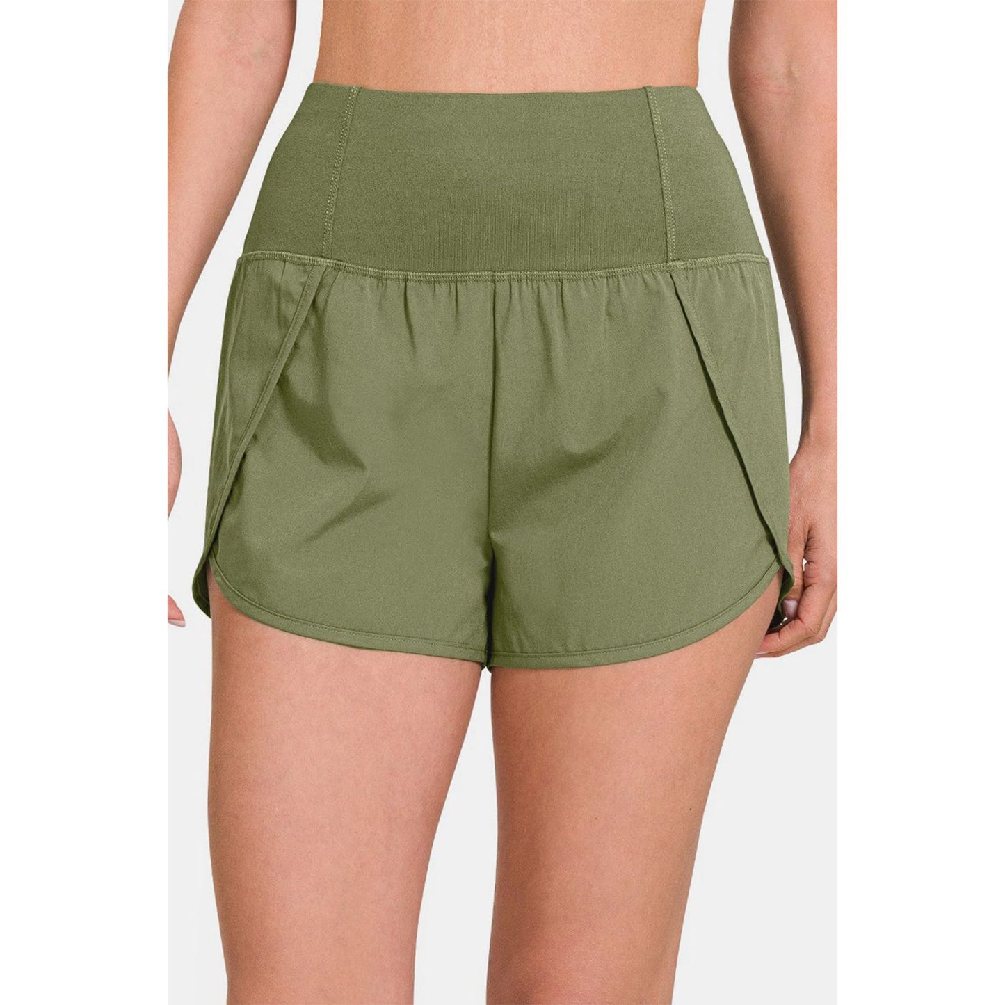 Zenana High-Waisted Zippered Back Pocket Active Shorts