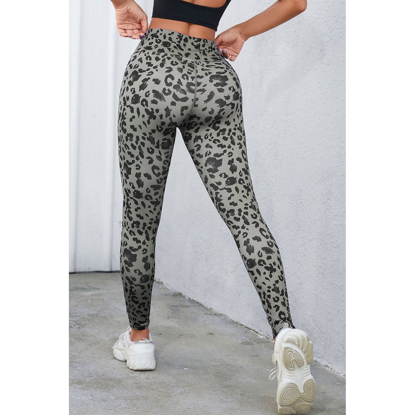 Leopard Print Wide Waistband Leggings