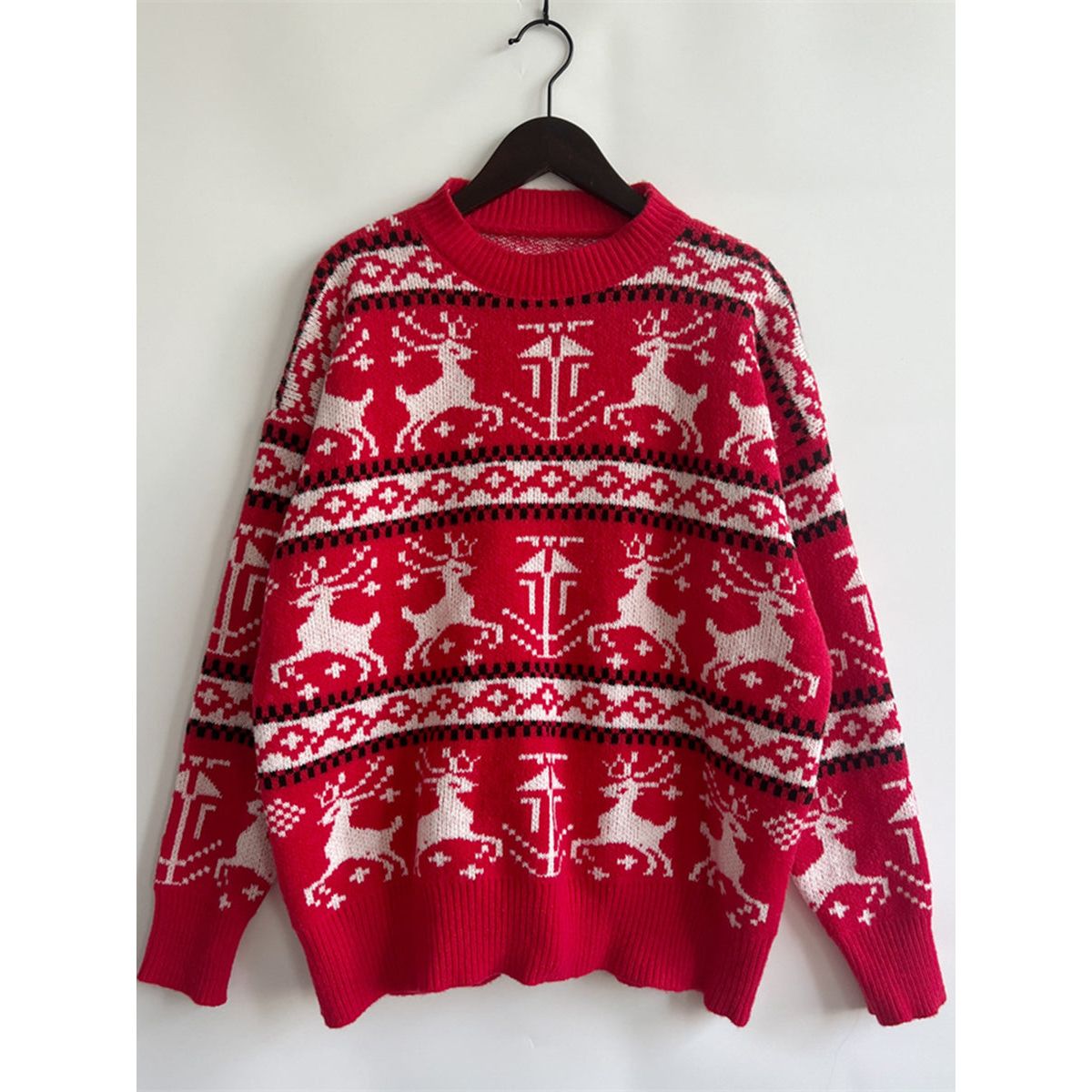 Christmas Element Dropped Shoulder  Sweater