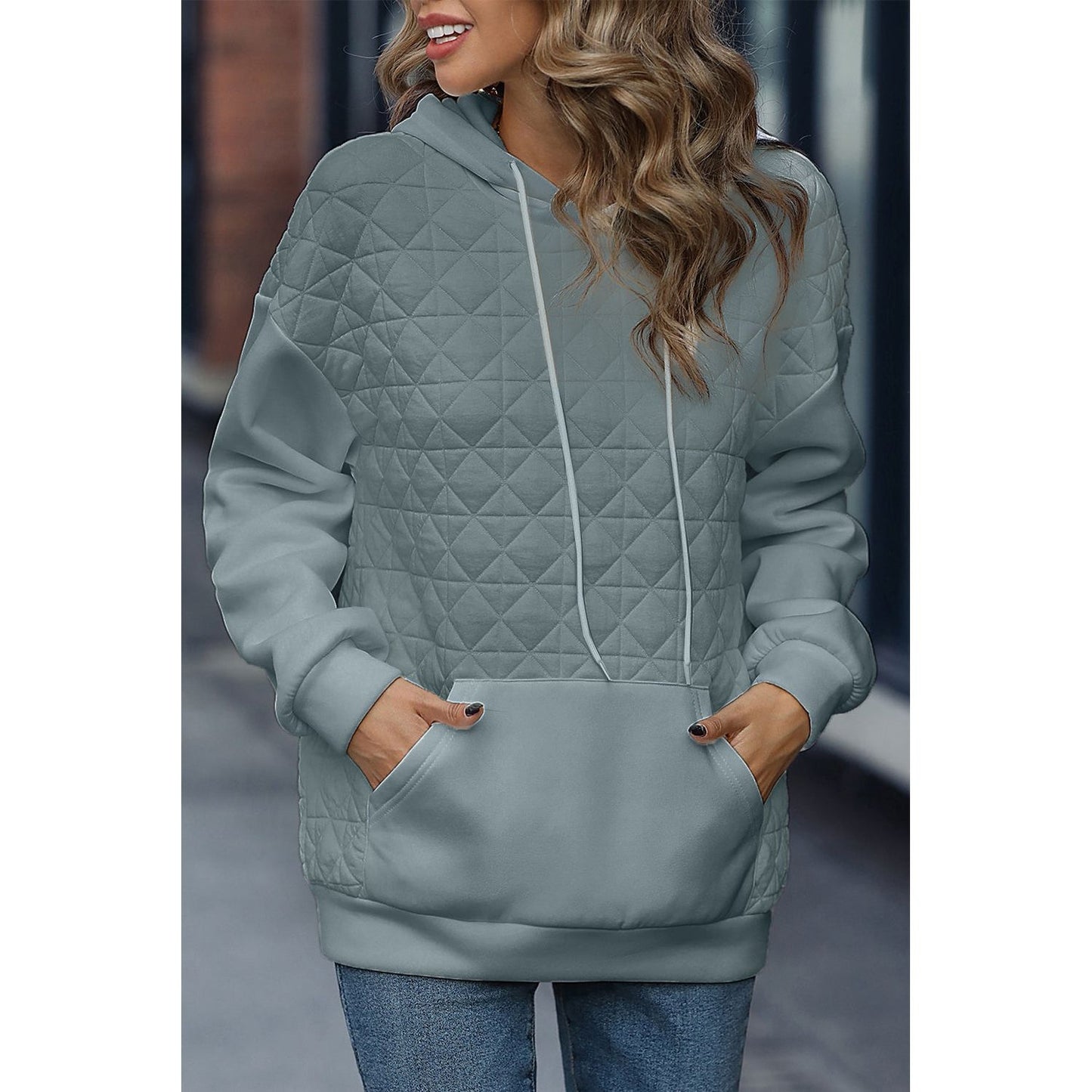 Drawstring Long Sleeve Hoodie with Pocket